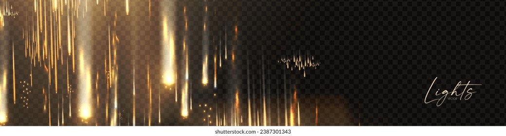 Motion light transparent effect. Beams, soft light, fire and fireworks