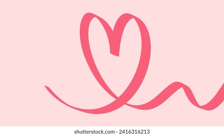 Motion line drawn for Valentine's Day. Solid or continuous line. Tangled hearts are drawn with thin material. Isolated on a white background. Greeting illustration for Valentine's Day.