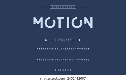 Motion Modern Bold Font. Sans Serif Font. Típografía minúscula de estilo urbano en cursiva superior regular para moda, deporte, tecnología, digital, cine, diseño de logotipo, ilustración vectorial