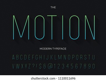 Motion modern typeface gradient style and shadow  Font trendy typography sans serif style for t shirt  promotion  party poster  logo  concept  sale banner  printing  decoration  stamp  Vector 10 eps