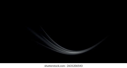 Motion neon speed and blur. Imitation of the exit of cold air from the air conditioner. White shiny sparks of spiral wave. Dynamic lines or rays. Vector illustration stream of fresh wind png