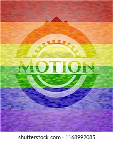 Motion on mosaic background with the colors of the LGBT flag