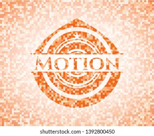 Motion orange mosaic emblem with background