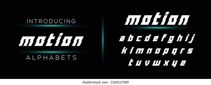 MOTION original tech and modern font design. creative typeface letter logo design. vector letter and alphabets.