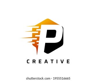 Motion P Letter Logo Design mit Hexagon-Form. Design-Konzept für Technologiesymbole.