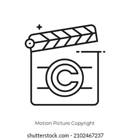 Motion Picture Copyright icon. Outline style icon design isolated on white background