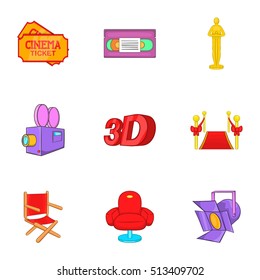 Motion picture icons set. Cartoon illustration of 9 motion picture vector icons for web