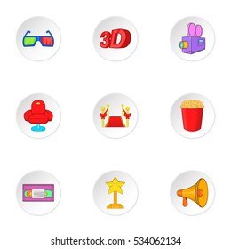 Motion picture icons set. Cartoon illustration of 9 motion picture vector icons for web
