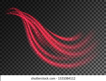 Motion pink wave. Dynamic light effect. Vector sparkling element