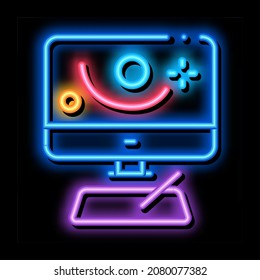 motion projection in action neon light sign vector. Glowing bright icon motion projection in action sign. transparent symbol illustration