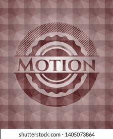 Motion red seamless badge with geometric background.