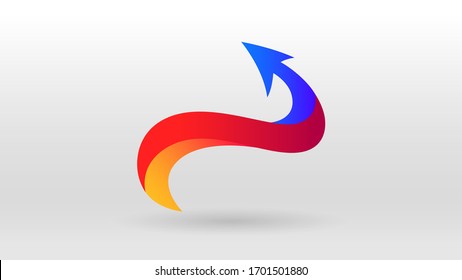 Motion Ribbon Arrow Wave Red Blue Colour Abstract Vector Icon Background