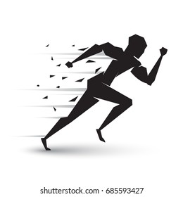 Motion of running man.Geometric silhouette of human.Vector symbol
