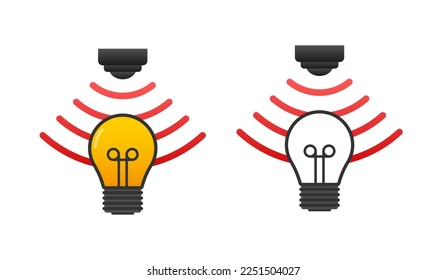 Motion sensor, Automatic Lighting icon. Touch signal. Motion sensor waves. Vector stock illustration.