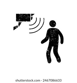 Sensor de movimiento negro dibujado a mano icono en aspecto grunge
