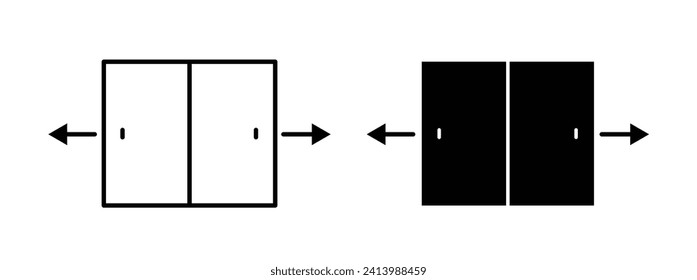Motion Sensor Entry Line Icon. Automated sliding door icon in black and white color.