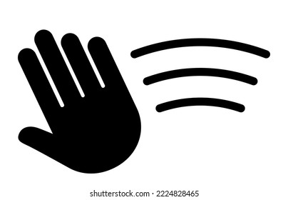 Motion sensor with hand, vector icon on white background, web graphics symbol.