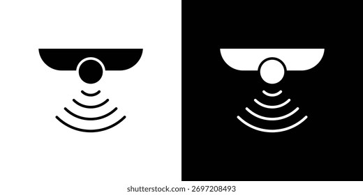 Ícone do sensor de movimento. Silhueta Negra. Ilustração gráfica.