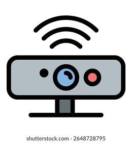 Ilustração de estilo de linha plana de ícone de sensor de movimento representando detecção e automação de movimento, adequado para dispositivos inteligentes, sistemas de segurança e projetos de tecnologia interativa