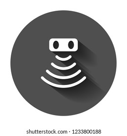 Motion sensor icon in flat style. Sensor waves vector illustration with long shadow. Security connection business concept.