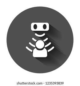 Motion sensor icon in flat style. Sensor waves with man vector illustration with long shadow. People security connection business concept.