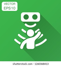 Motion sensor icon in flat style. Sensor waves with man vector illustration with long shadow. People security connection business concept.