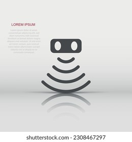 Motion sensor icon in flat style. Sensor waves vector illustration on white isolated background. Security connection business concept.