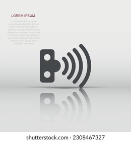 Motion sensor icon in flat style. Sensor waves vector illustration on white isolated background. Security connection business concept.
