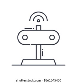 Motion sensor icon, linear isolated illustration, thin line vector, web design sign, outline concept symbol with editable stroke on white background.