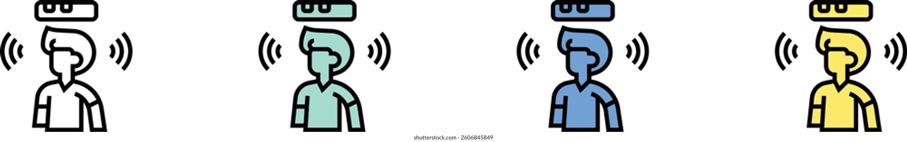 motion sensor icon. Outline, Green, Blue and Yellow Style Design Isolated On White Background