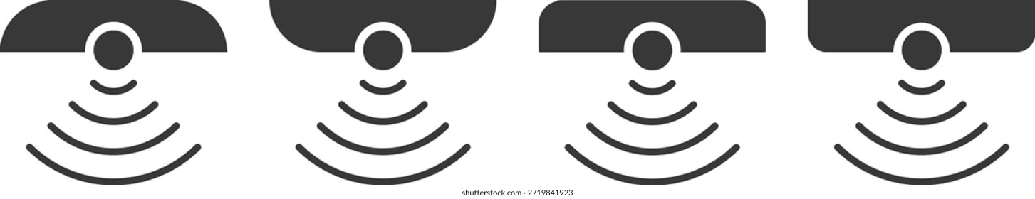 Conjunto de iconos de sensor de movimiento. Símbolos de detección PIR. Diseño gráfico de alerta de movimiento. Señales inteligentes de seguridad y automatización del hogar
