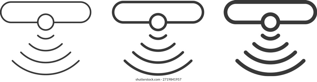 Conjunto de ícones do sensor de movimento. Símbolos de detecção de PIR. Design gráfico de alerta de movimento. Sinais inteligentes de segurança e automação residencial

