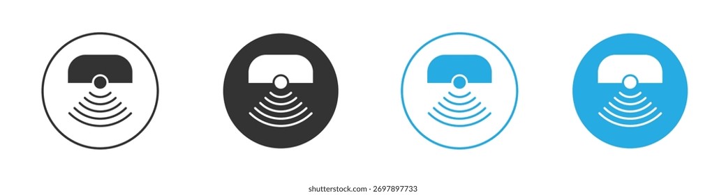 Estilo plano del símbolo del icono del sensor de movimiento sobre fondo blanco.