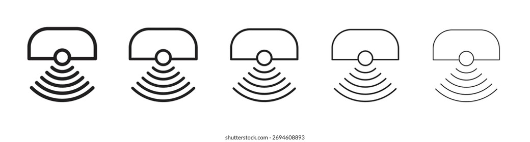 Motion sensor icon symbols set. Editable stroke collection.
