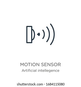 Motion sensor icon. Thin linear motion sensor outline icon isolated on white background from artificial intellegence and future technology collection. Line vector sign, symbol for web and mobile