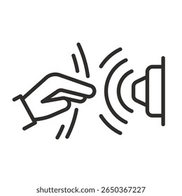 Motion sensor icon. Triggered by a hand wave. Sensor touch. Home alert detection. Linear vector illustration, simple symbols. Smart home technologies.