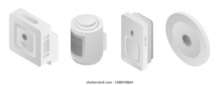 Motion sensor icons set. Isometric set of motion sensor vector icons for web design isolated on white background