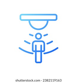 Motion sensor pixel perfect gradient linear vector icon. Motion detection. Smart home device. Security system. Thin line color symbol. Modern style pictogram. Vector isolated outline drawing