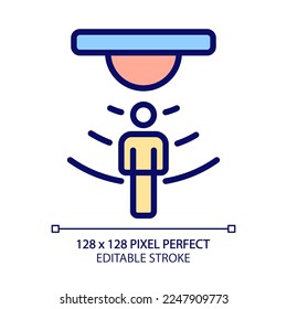 Motion sensor pixel perfect RGB color icon. Motion detection. Smart home device. Internet of things. Security system. Isolated vector illustration. Simple filled line drawing. Editable stroke