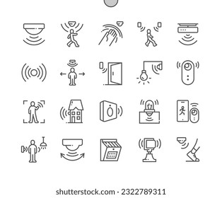 Motion sensor. Smart house. Sensor waves. Security and automatic lighting. Pixel Perfect Vector Thin Line Icons. Simple Minimal Pictogram