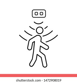 Motion sensor vector icon, detector symbol. Simple, flat design for web or mobile app