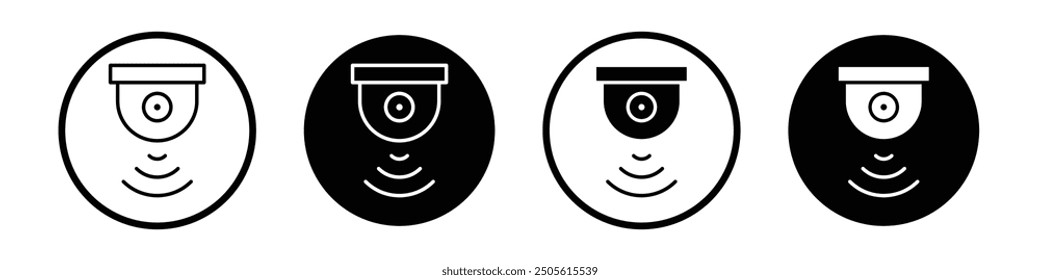Motion sensor vector icon set black filled and outlined style.
