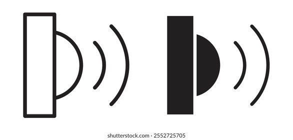 Conjunto de iconos de Vector de sensor de movimiento con estilo relleno y delineado en negro.