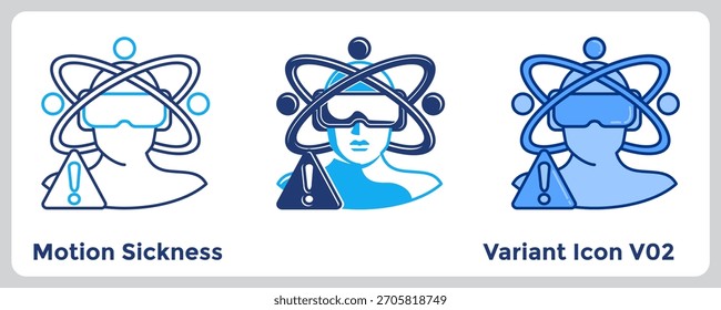 Motion Sickness aborda uma preocupação comum, ajudando os usuários a compreender problemas potenciais de conforto. Azul, Azul Plano, Estilo Dualtone.