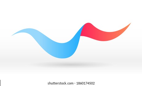 Motion sound wave element red blue abstract vector background