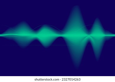 motion sound wave equalizer. sound wave colorful purple blue green on black background. sound, voice, music. Vector illustration. EPS 10.