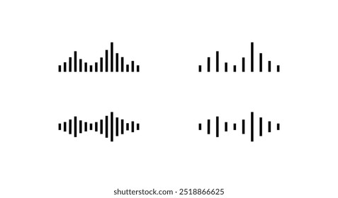 motion sound wave line and flat icons set, editable stroke isolated on white, linear vector outline illustration, symbol logo design style