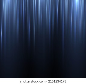 Motion speed blue vertical lines on black background. Glowing line abstract background. Blue fading neon light elements. Futuristic abstract pattern. Simple technology template. Vector illustration.