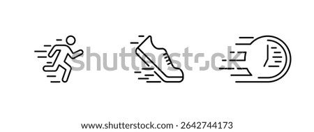Motion and speed icon set. Dynamism, race, energy, fast, agile. Quicktime, fast deadline symbol. Vector illustration