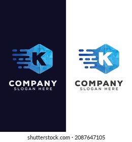 Motion Speed Line 'K' Polygonal hexagon Initialbuchstaben k Logo, Vektordesign